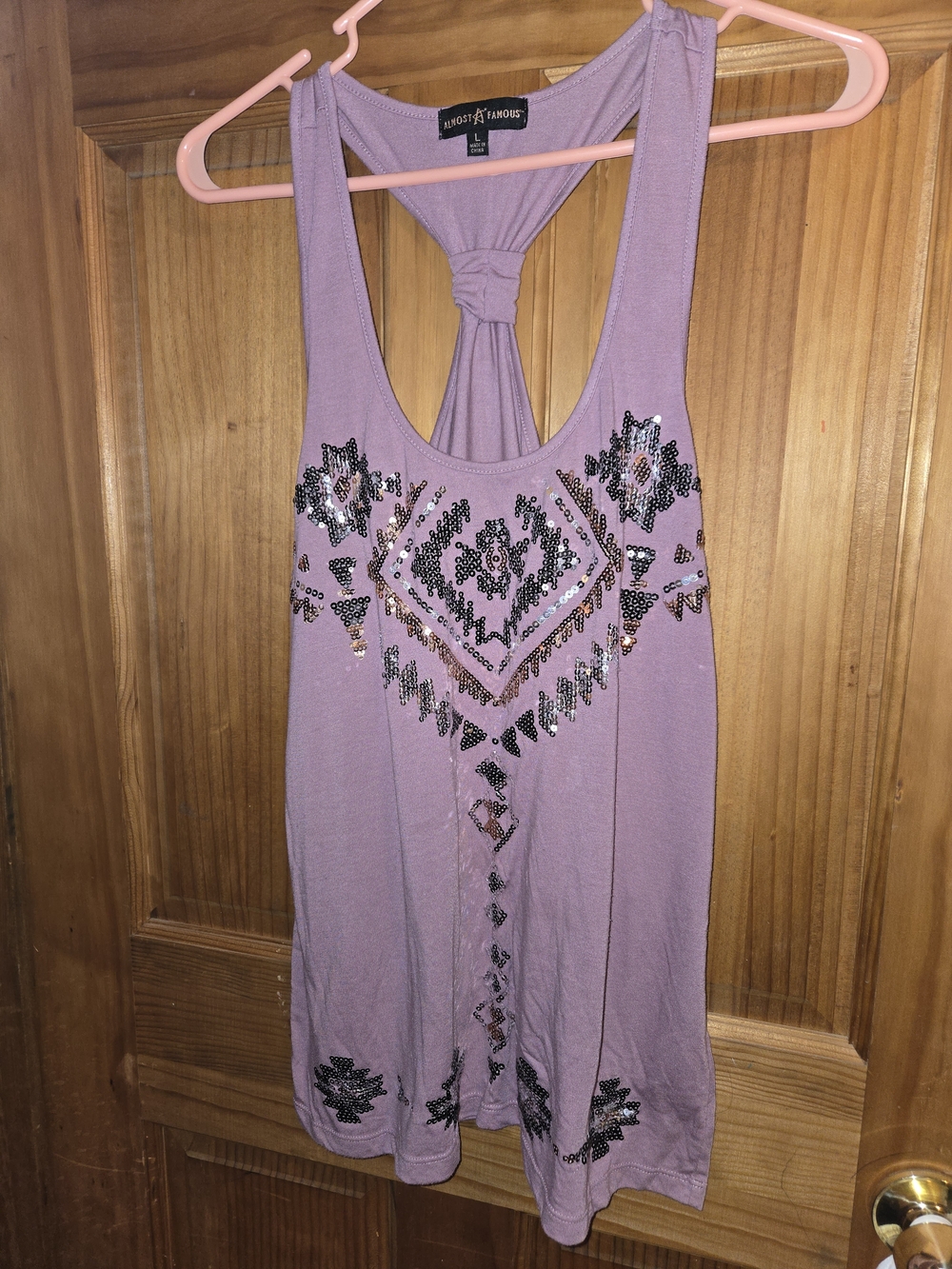 Kensie Lavender Beaded Racerback Tank Top